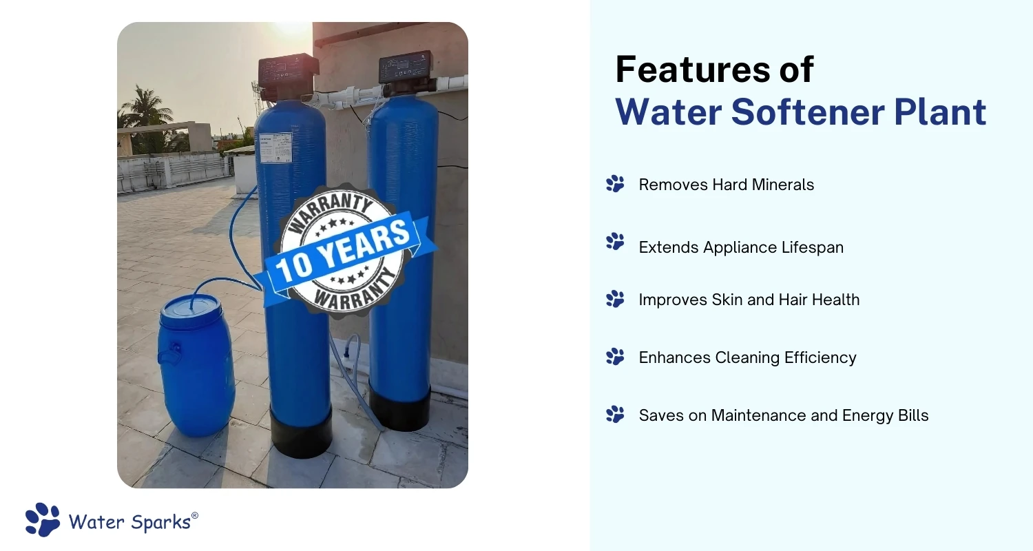 features of water sparks water softener